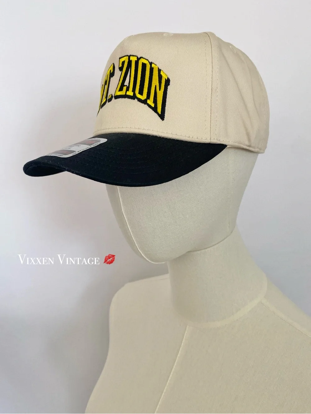 OTTO 'MT. ZION 5-PANEL MID PROFILE BASEBALL CAP' IN BLACK/NATURAL